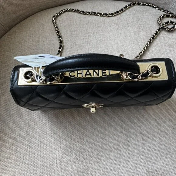 New in Box Chanel Black Mini Flap Handbag with Chain - Picture 5 of 11